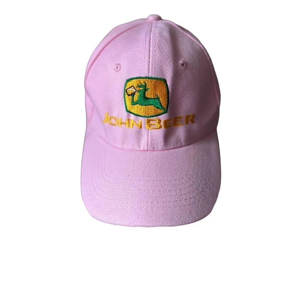 John Deer Pink Denim Baseball Hat Logo Adjustable Backing